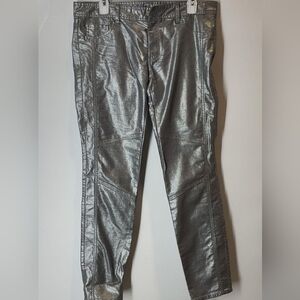 Armani Exchange Womens Silver Cotton Blend Skinny Jeans Size 10